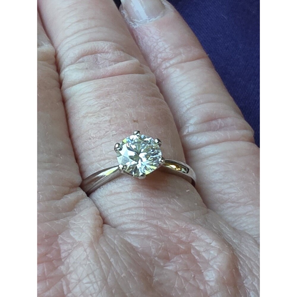 Sterling Silver S925 Solitaire CZ Engagement Ring Size 6.75  EU 15.5 Cocktail